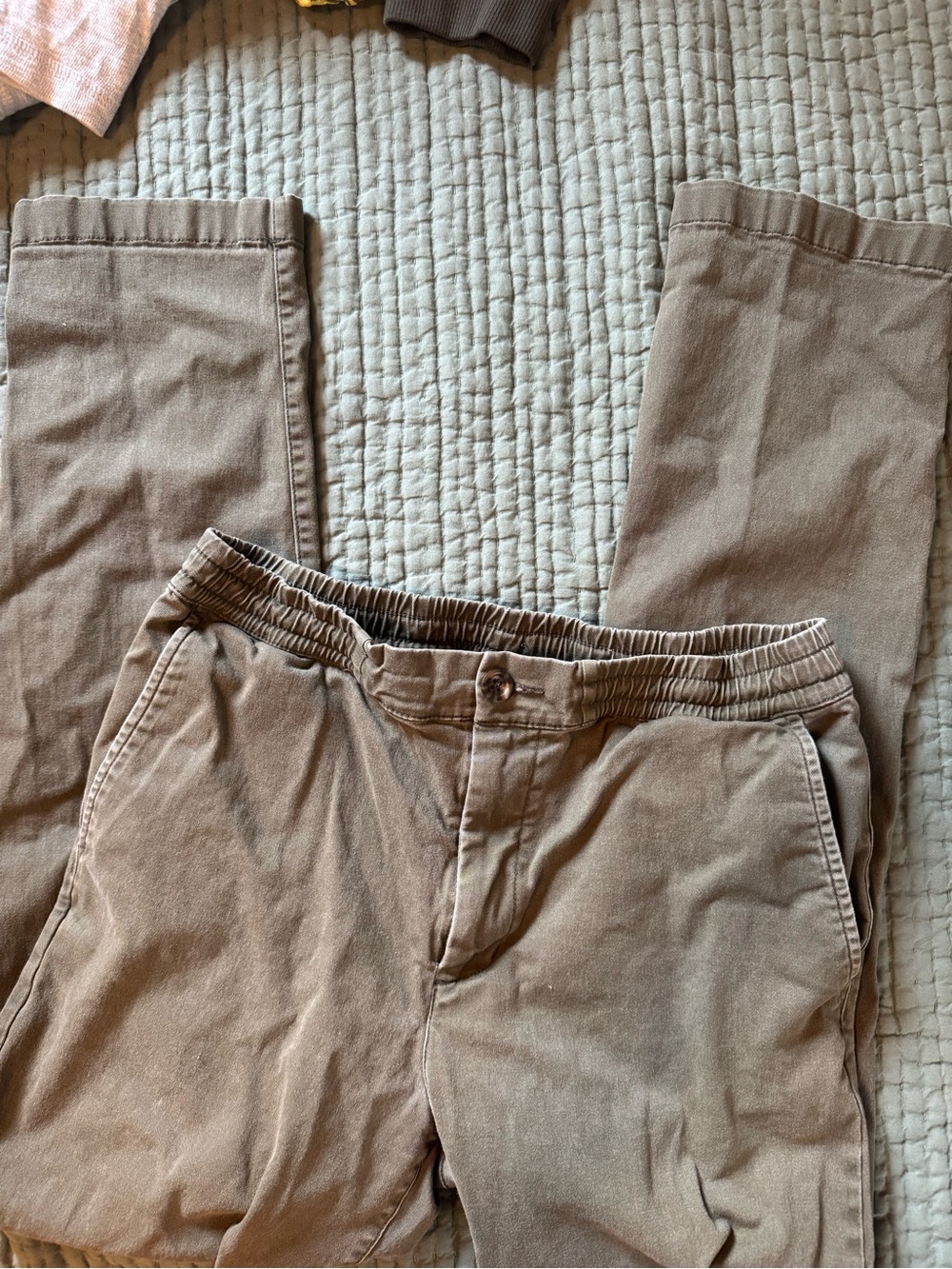 Men's Casual Elastic Waist Chino Pants - Olive Green